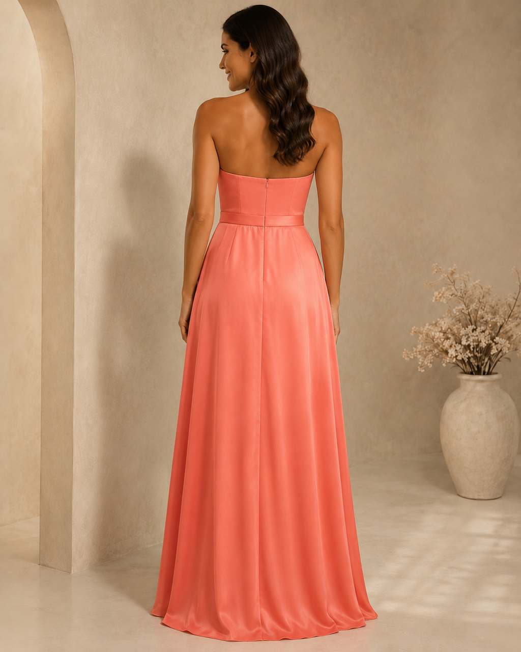 Coral Elegant Prom Gown - Coral (view 3)