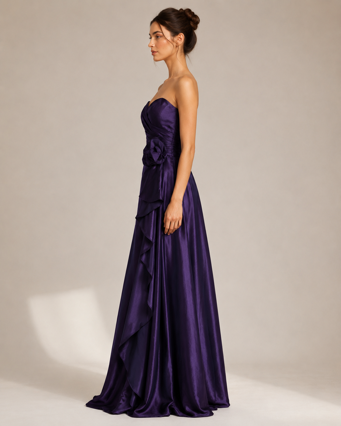 Purple Satin Spaghetti-Strap Gown - Purple (view 8)