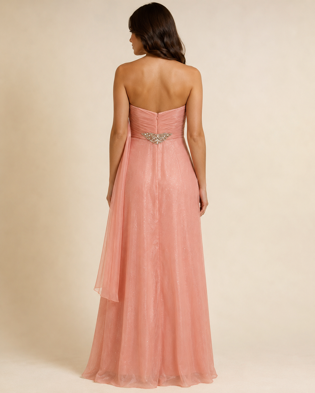 Coral Elegant Prom Gown - Coral (view 4)