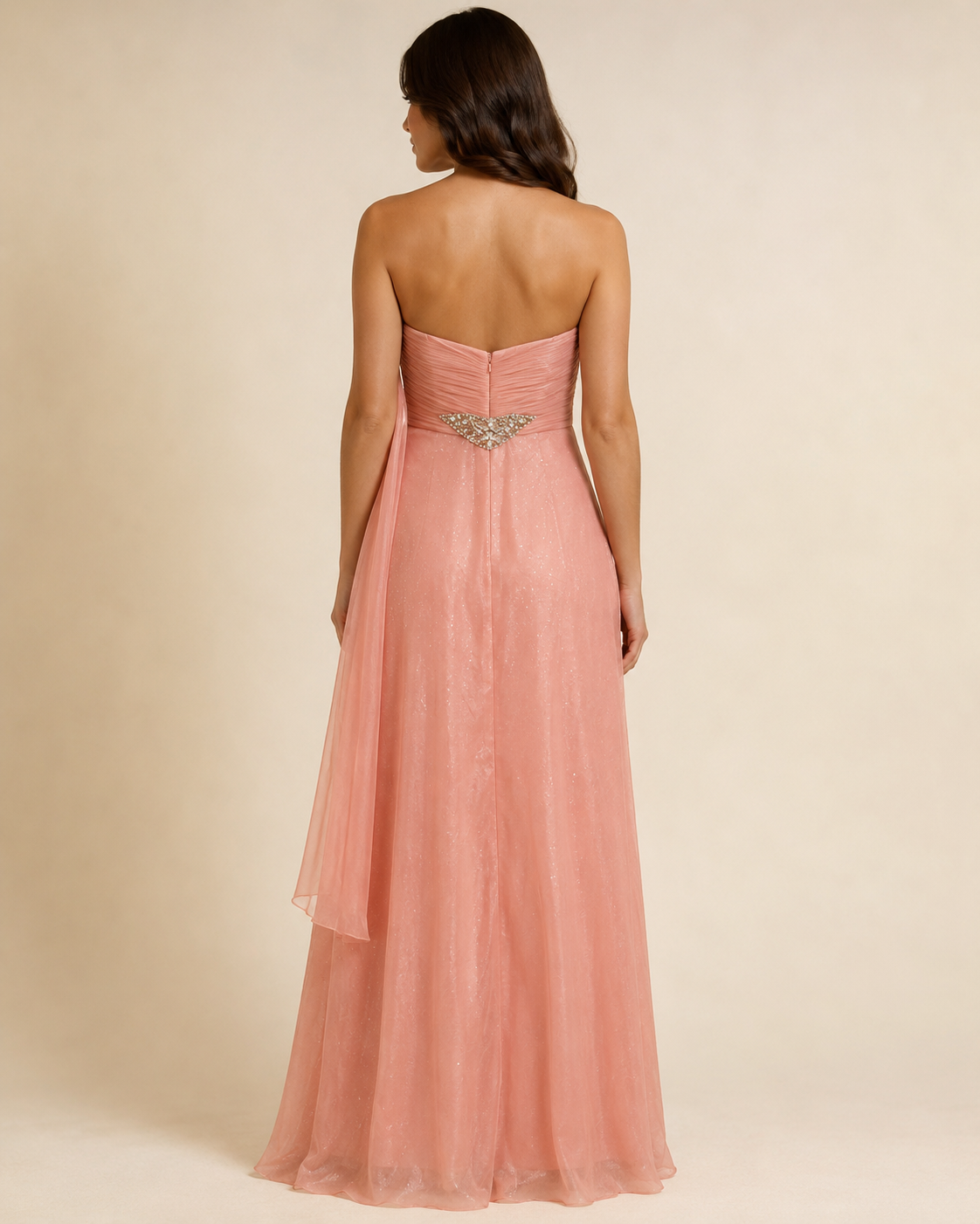 Coral Elegant Prom Gown - Coral (view 4)