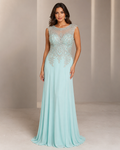 Aqua Beaded Illusion Gown - Aqua (view 1)