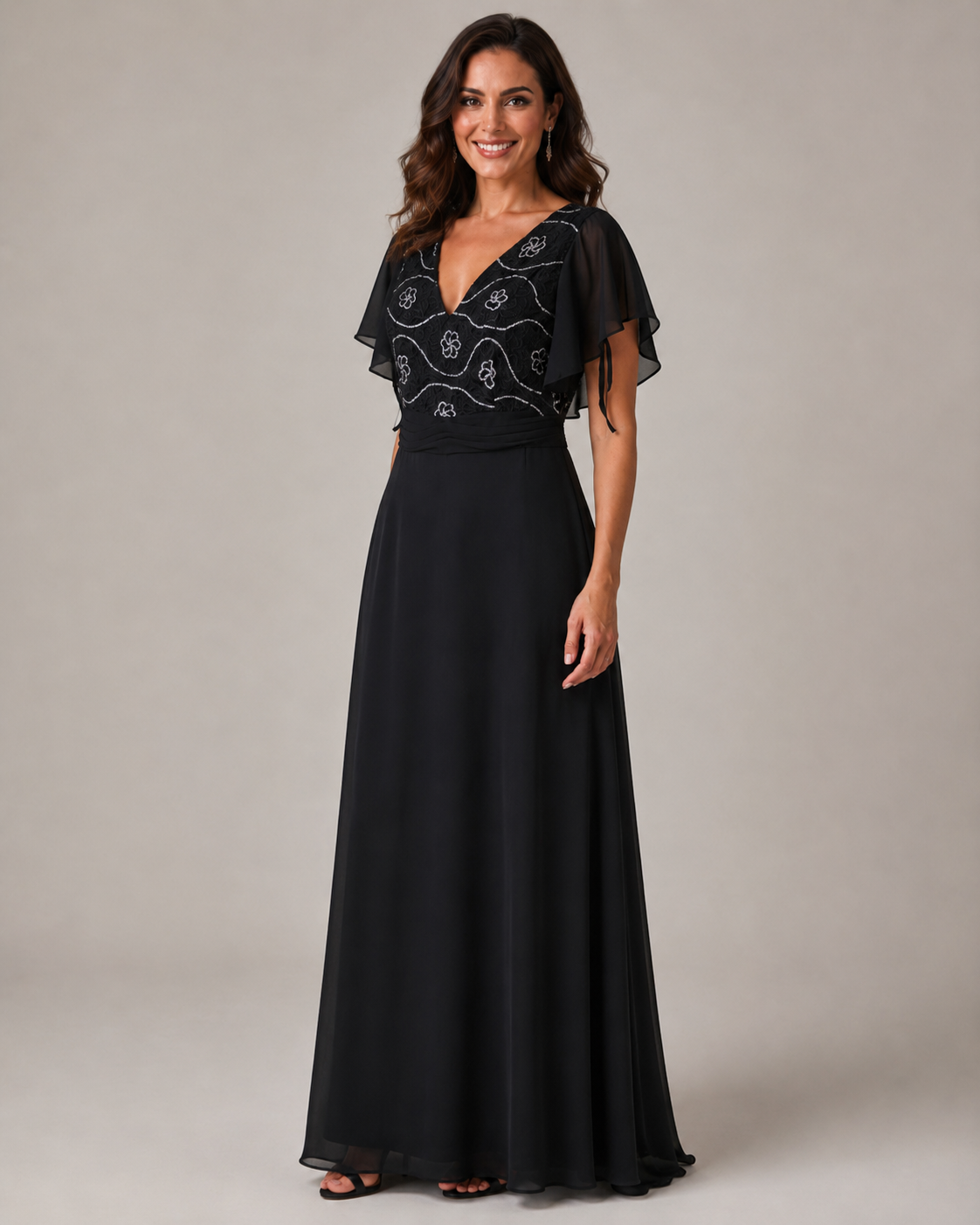Black Floor-Length Formal Gown - Black (view 2)