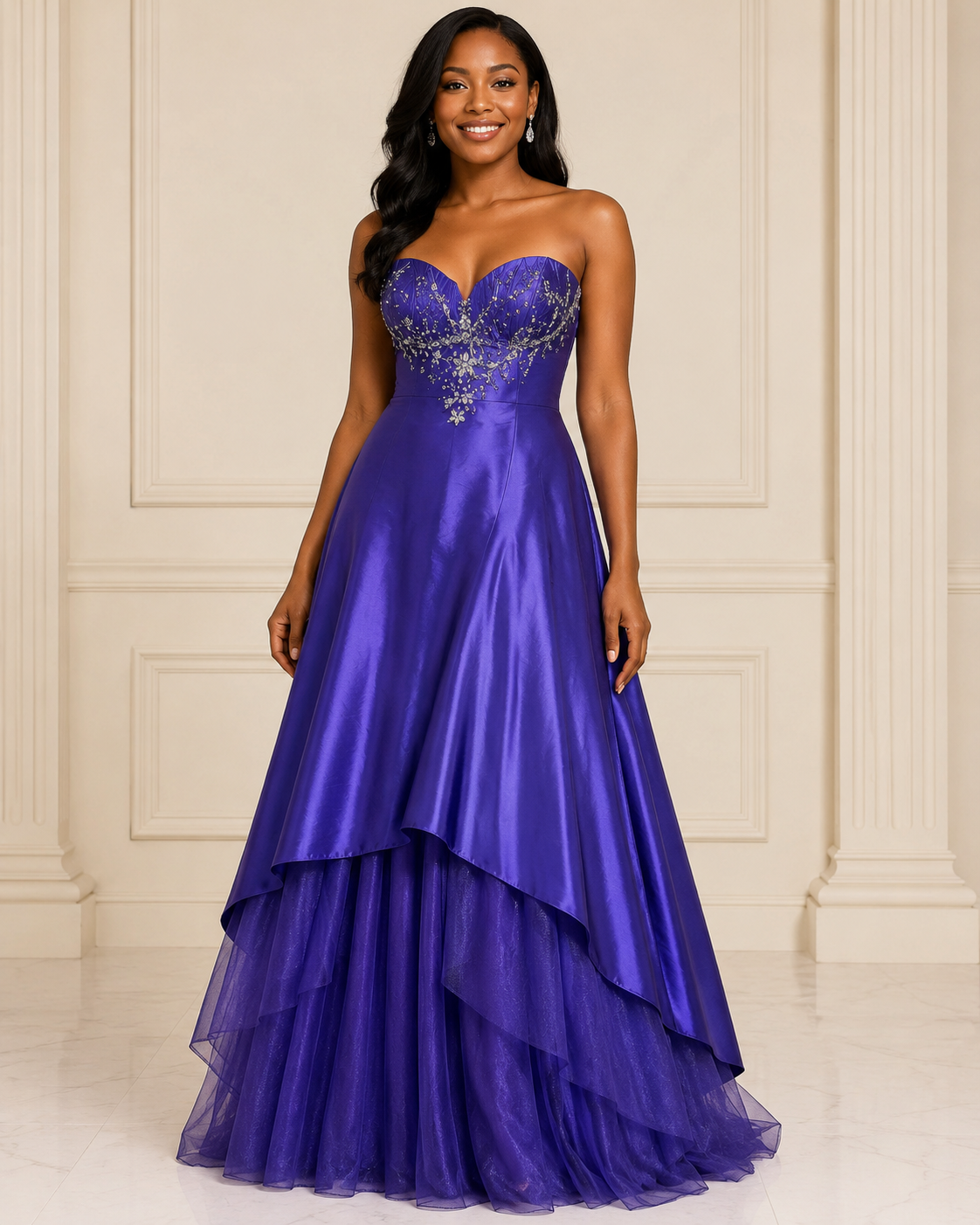 Royal Blue Chic Occasion Gown - Royal Blue (view 2)