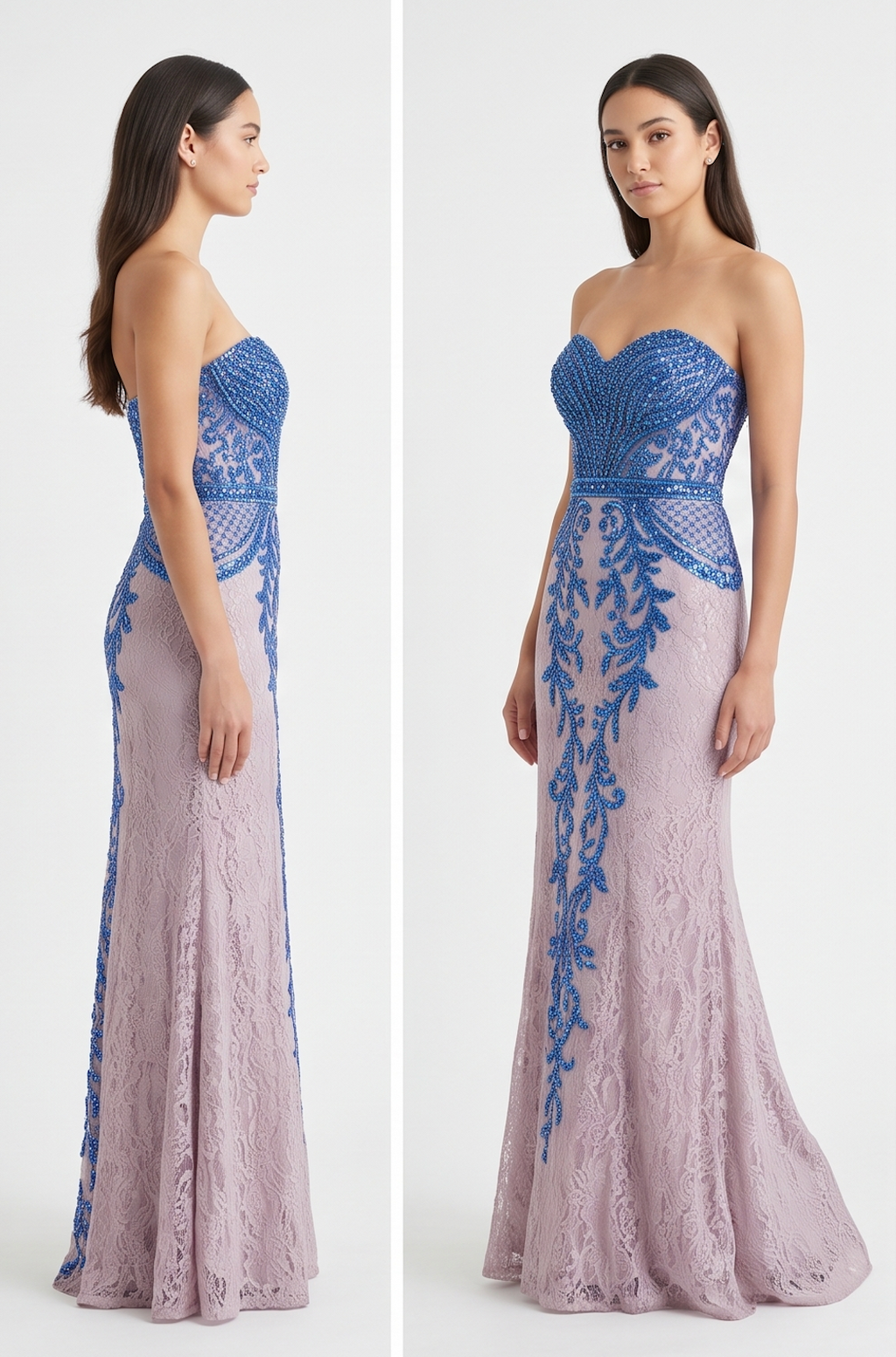 Blue Lace Mermaid Gown