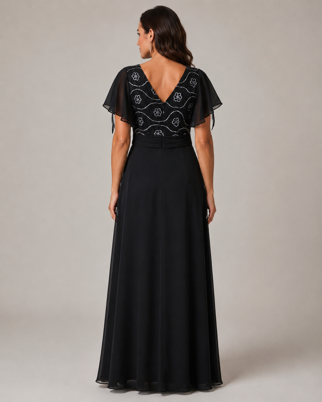 Black Floor-Length Formal Gown - Black (view 3)