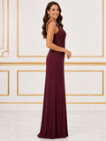Burgundy Chiffon Evening Gown - Burgundy (view 1)