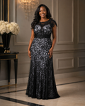 Black Lace Flutter Gown - Black (view 1)
