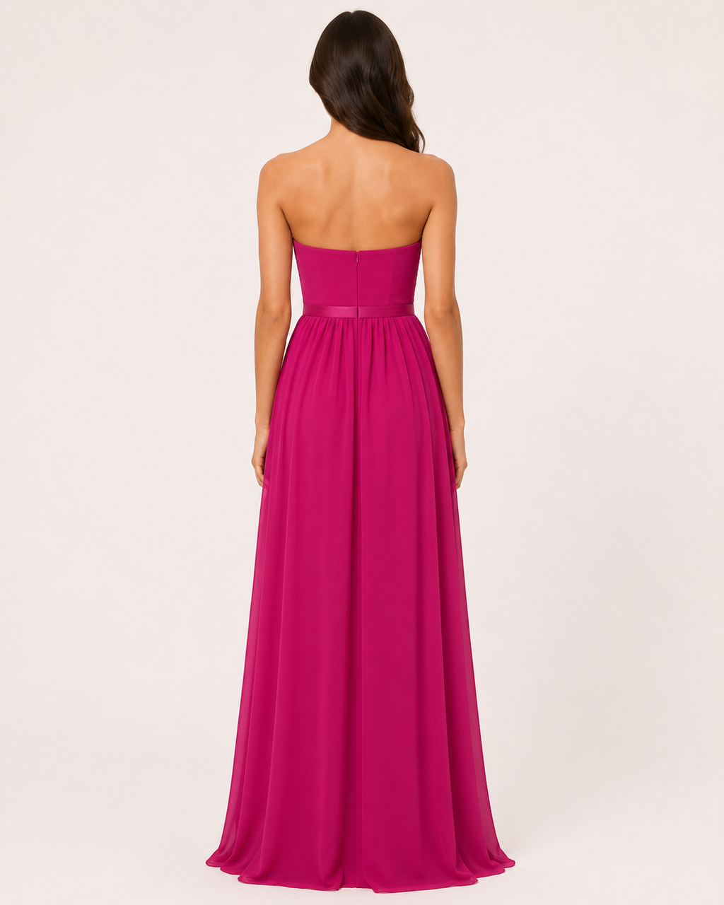 Fuchsia Sweetheart Beaded-Waist Gown - Fuchsia (view 4)