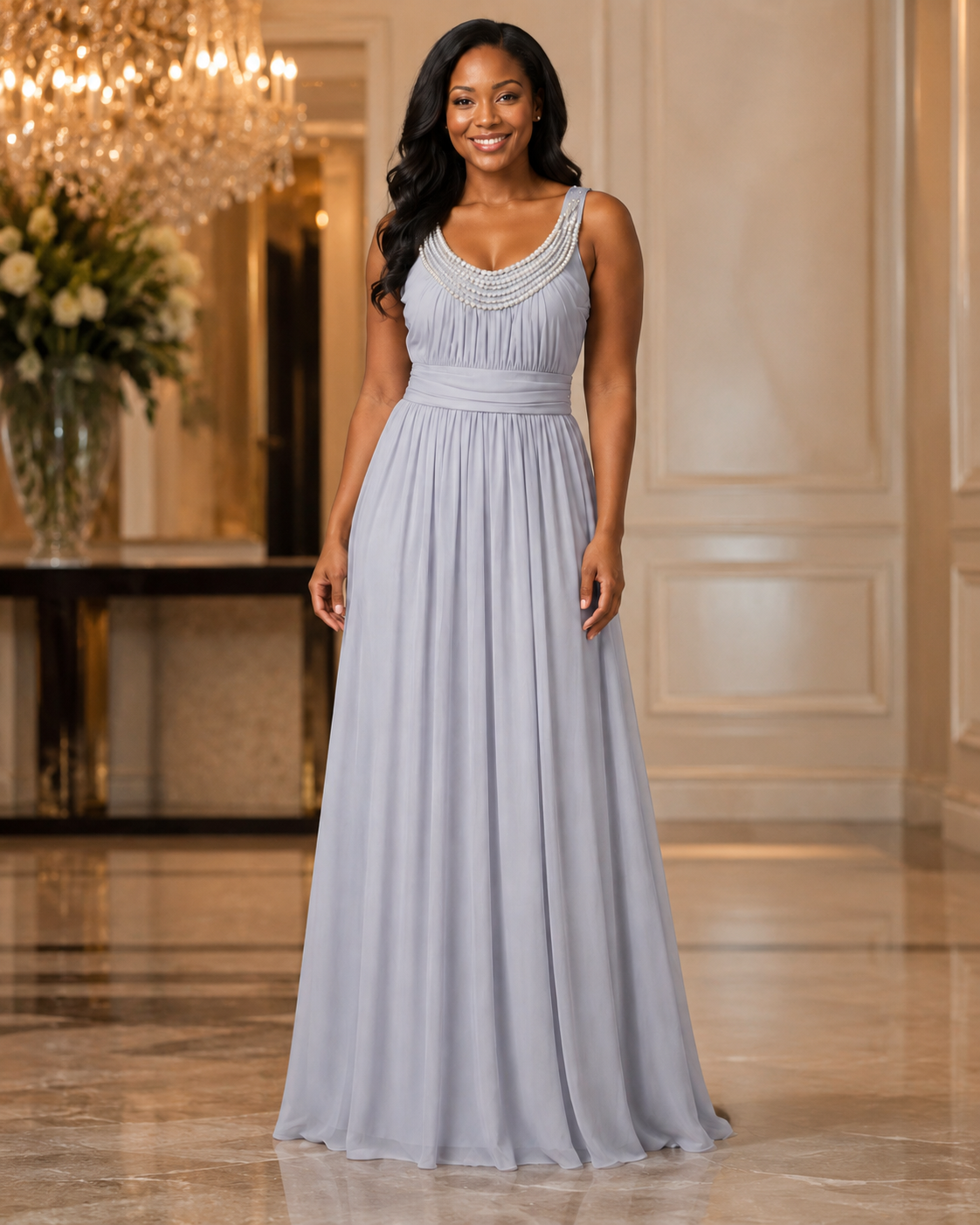Lilac V-Neck A-Line Gown - Lilac (view 1)