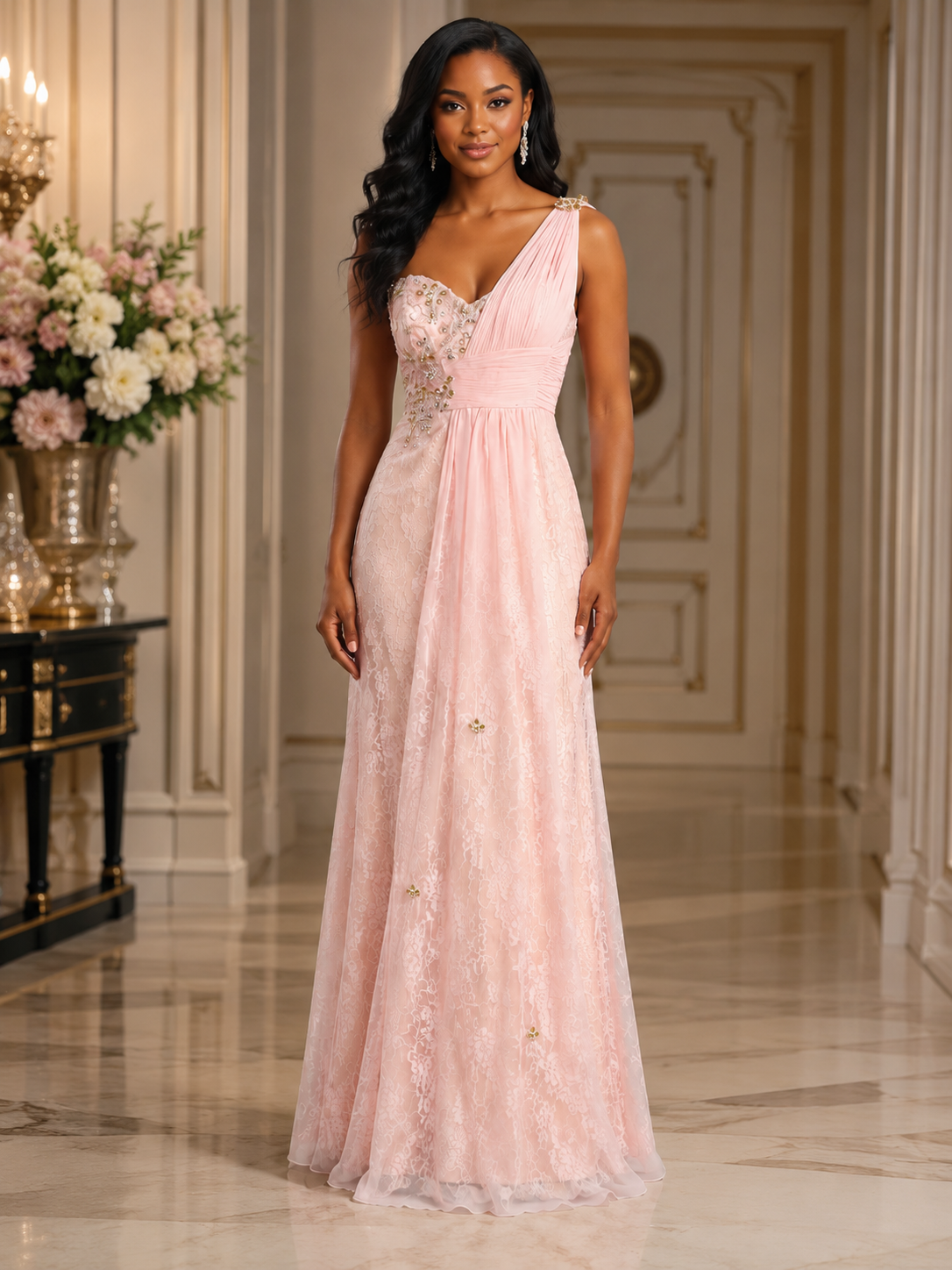 Blush Statement Bridesmaid Dress - Blush (view 1)