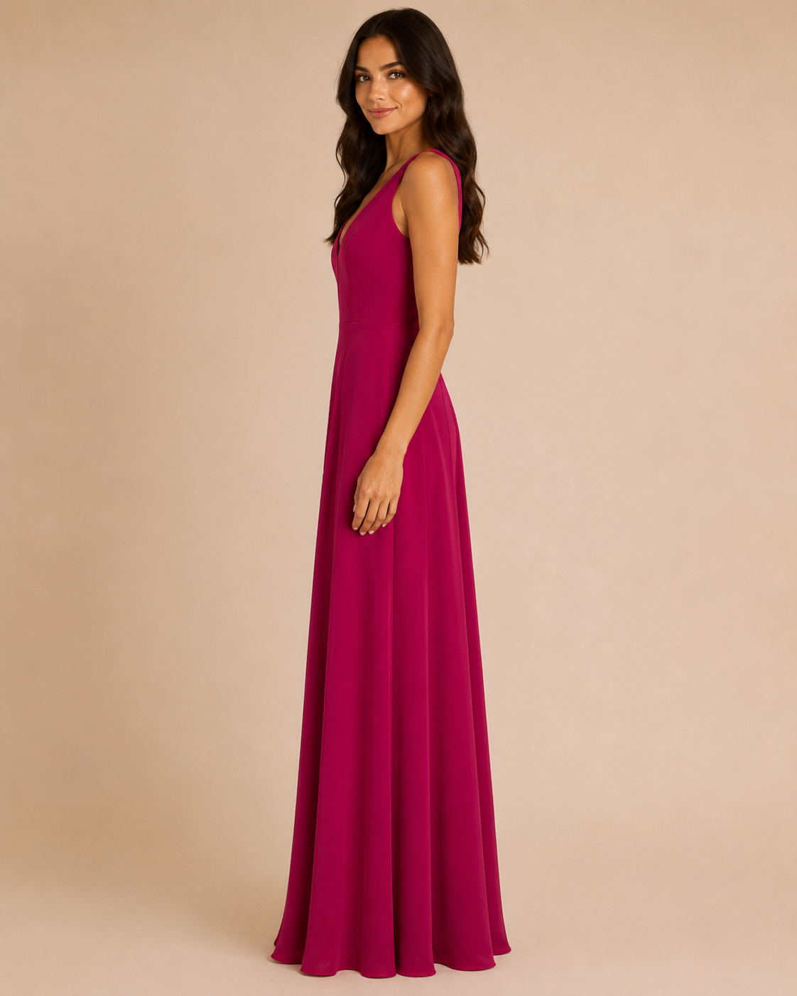 Hot Pink Flowing Occasion Gown - Hot Pink (view 1)