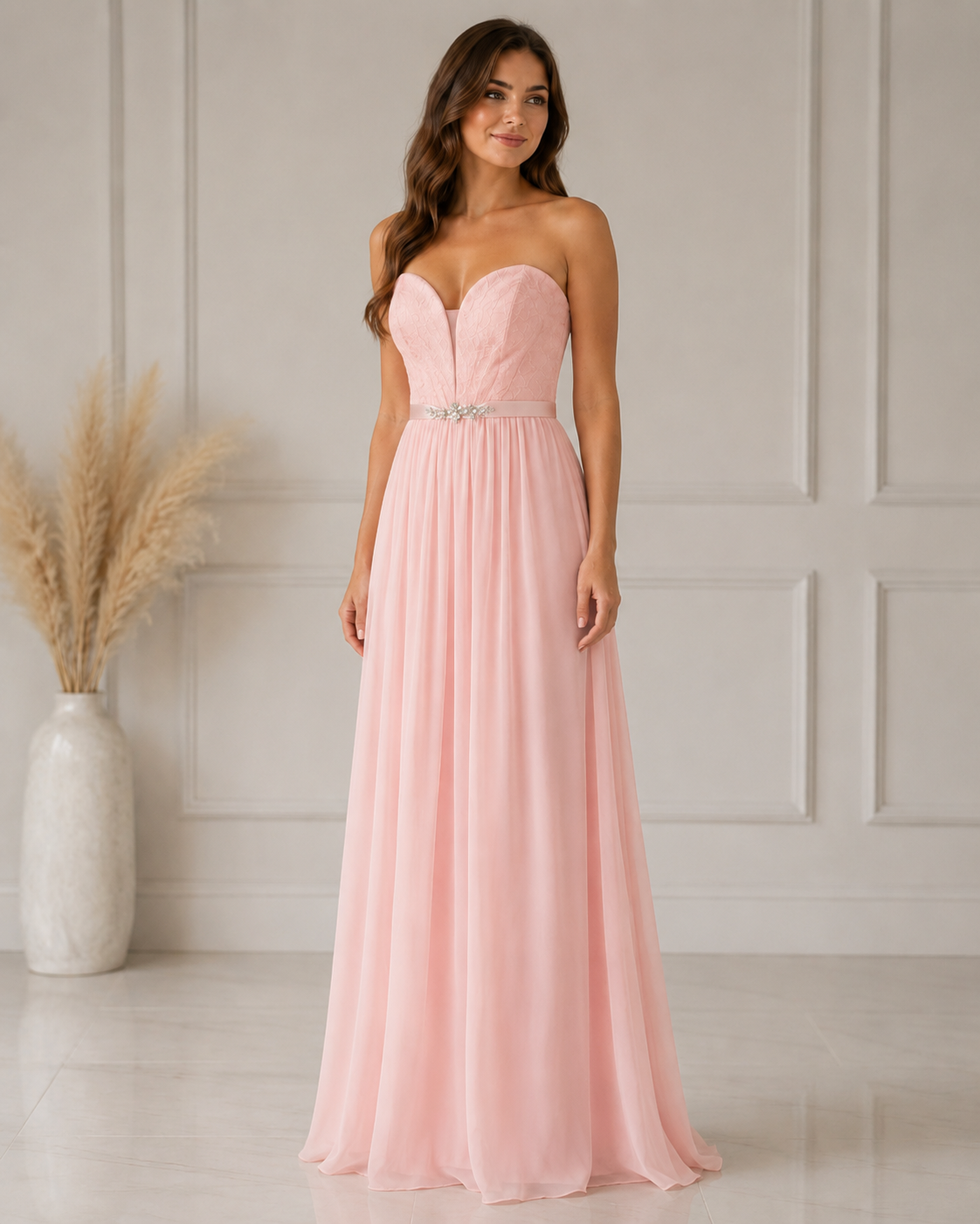 Coral Flowing Evening Dress - Coral (view 1)