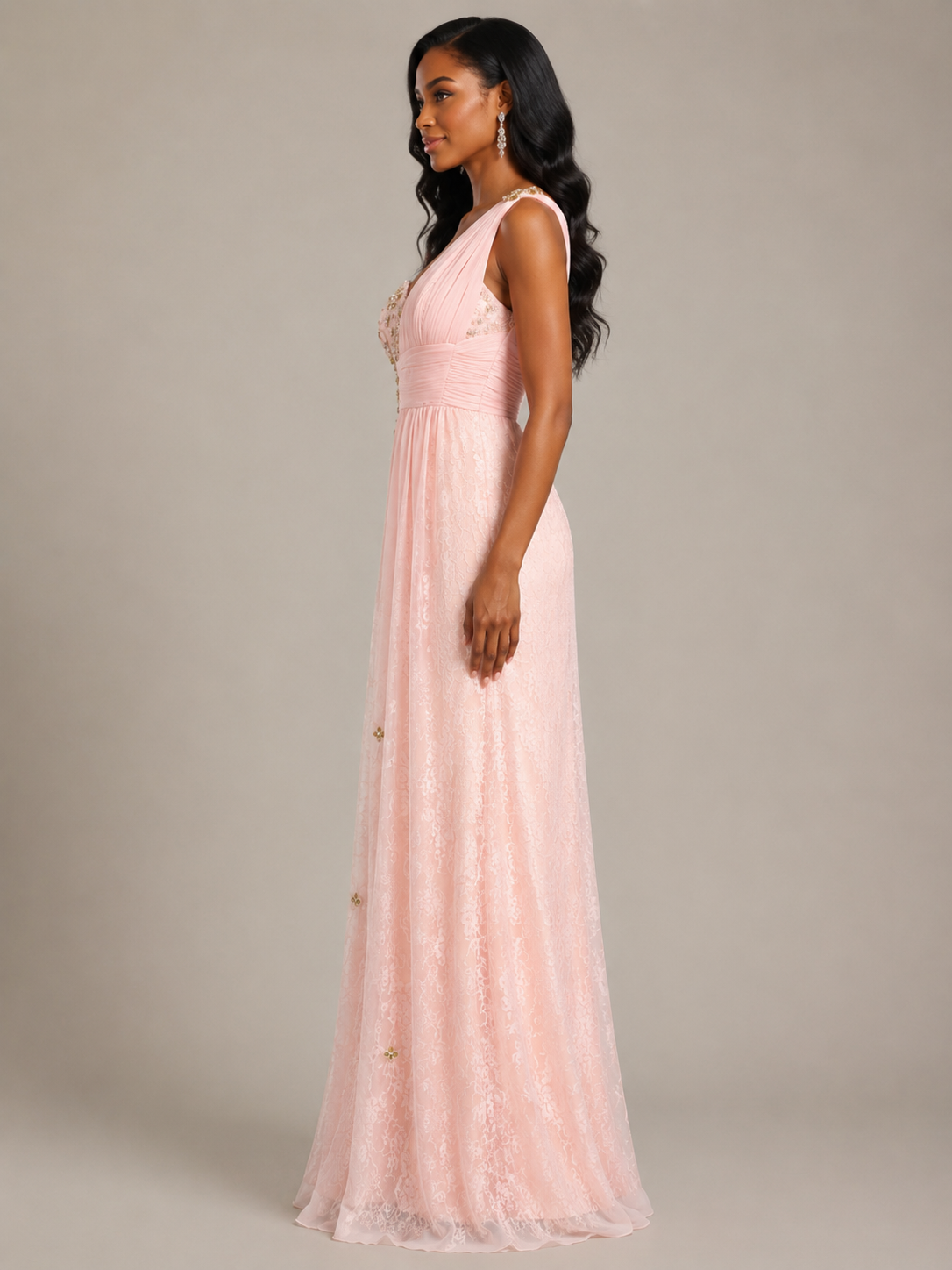 Blush Draped Evening Gown - Blush (view 1)