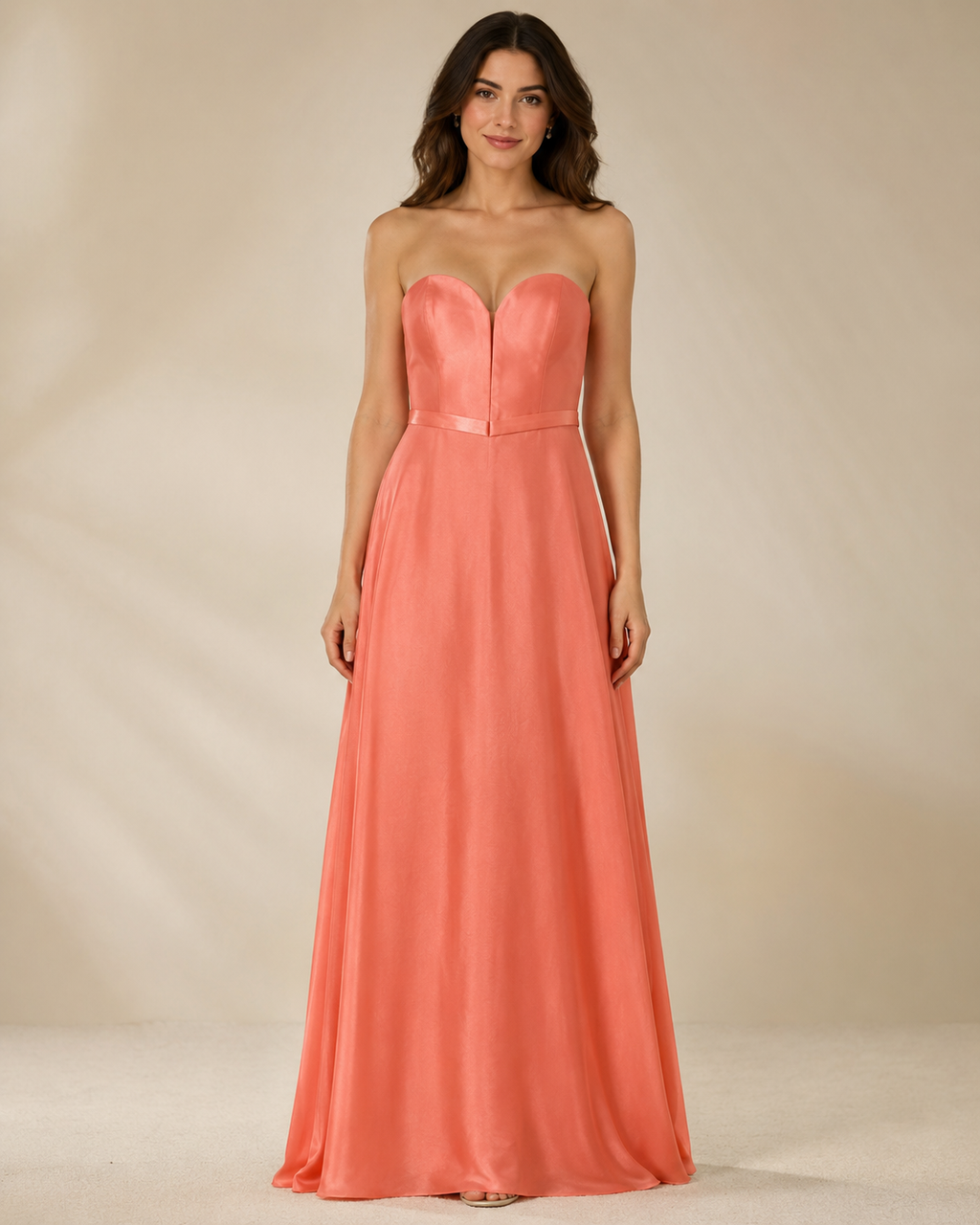 Coral Sweetheart Gown - Coral (view 1)