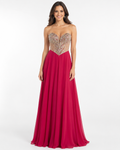 Red One-Shoulder Beaded Gown - Red (view 1)