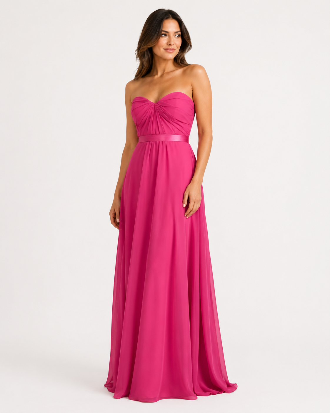Hot Pink Rosette Shoulder Gown - Hot Pink (view 6)