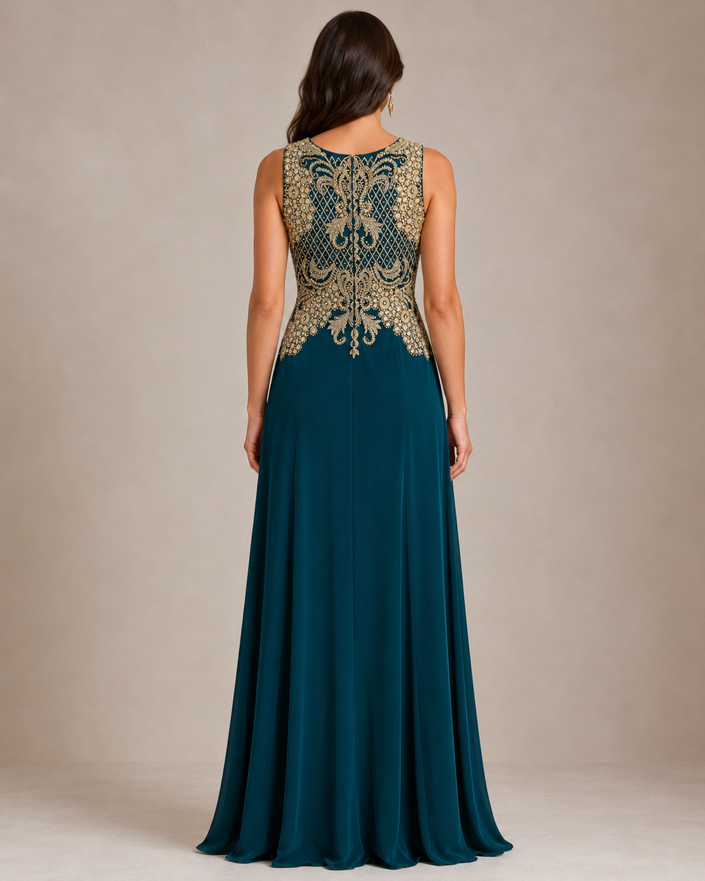 Teal Applique Gown - Teal (view 1)