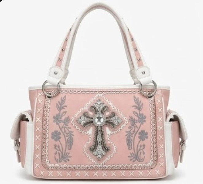 Pink Cross Concho Satchel - Front View | Afayi Commerce