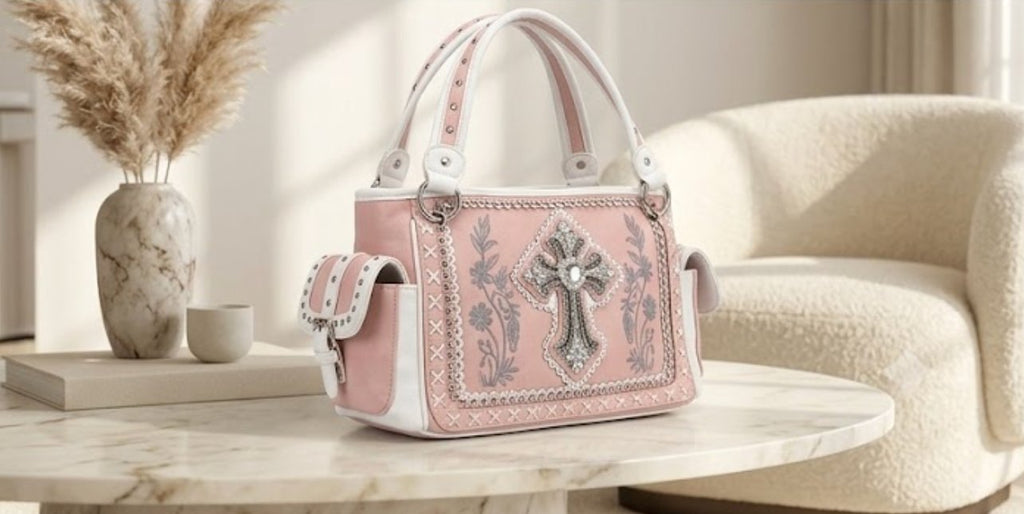 Pink Cross Concho Satchel - Alternate View 4 | Afayi Commerce