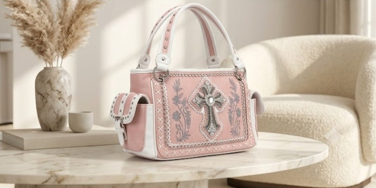 Pink Cross Concho Satchel - Alternate View 4 | Afayi Commerce