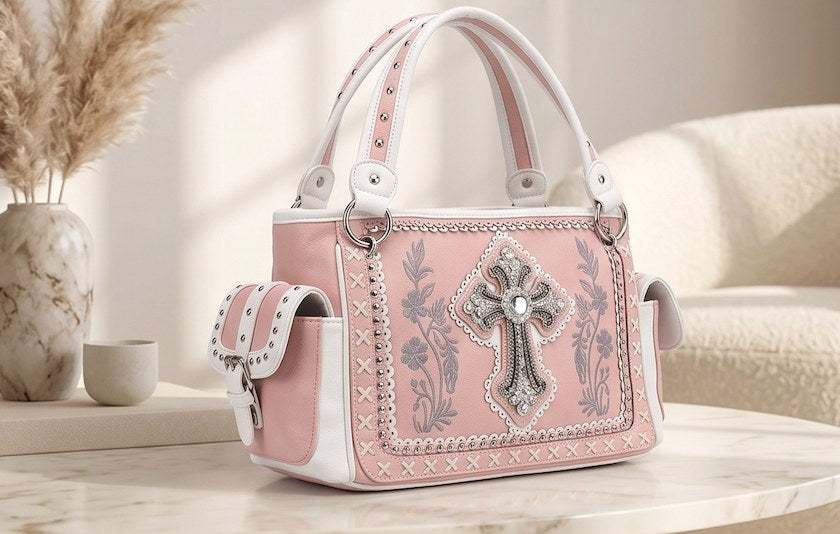 Pink Cross Concho Satchel - Alternate View 5 | Afayi Commerce