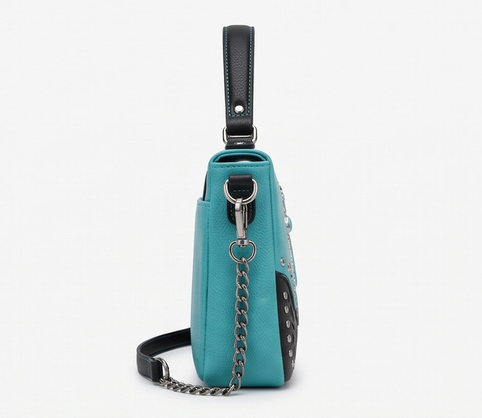 Teal Cross Chain Satchel - Alternate View 1 | Afayi Commerce