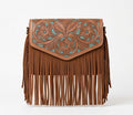 Tooled Fringe Crossbody Bag - Front View | Afayi Commerce