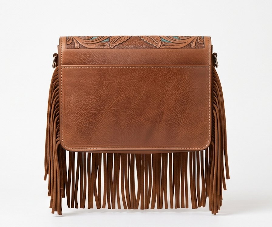 Tooled Fringe Crossbody Bag - Alternate View 1 | Afayi Commerce