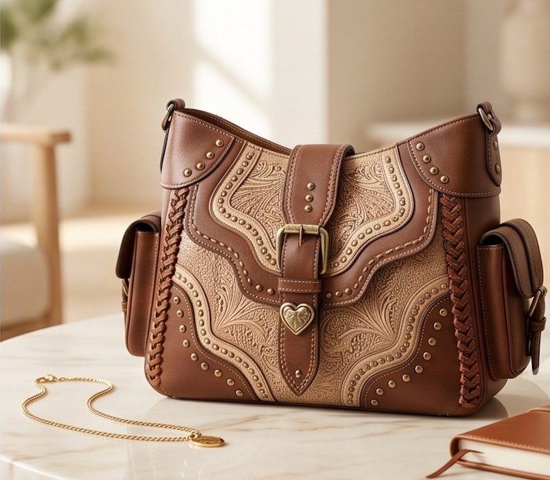 Tooled Western Hobo Bag - Alternate View 3 | Afayi Commerce