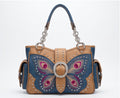 Blue Butterfly Western Satchel - Front View | Afayi Commerce
