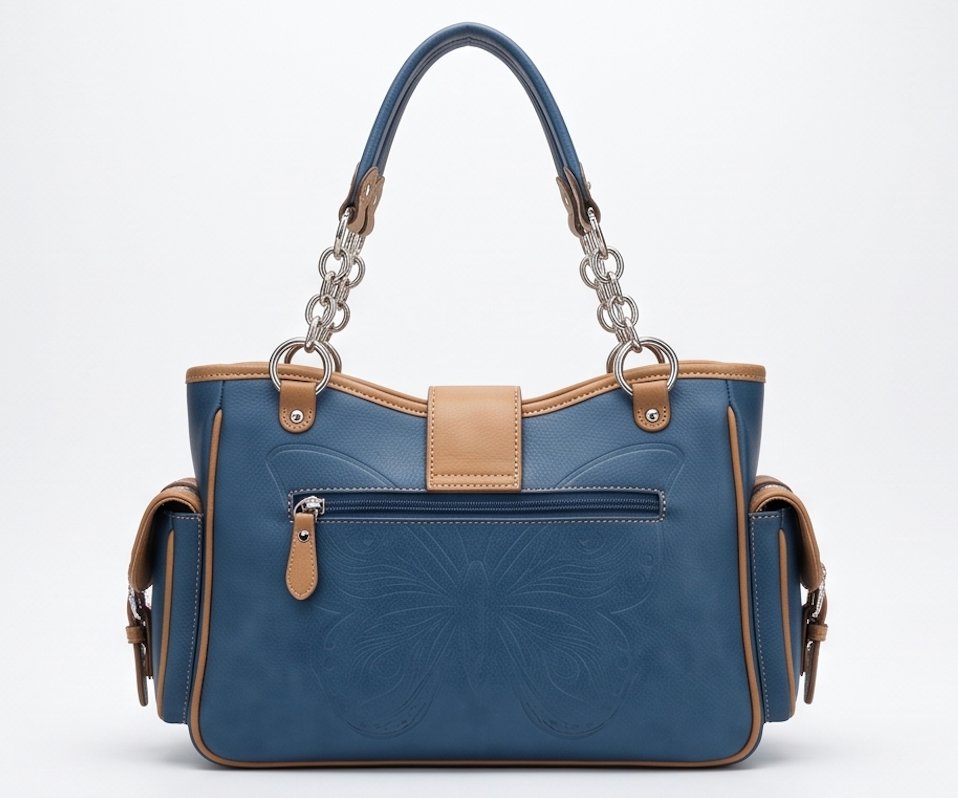 Blue Butterfly Western Satchel - Alternate View 1 | Afayi Commerce