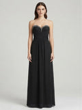 Onyx Sweetheart Beaded Chiffon Evening Gown - Front View | Afayi Commerce