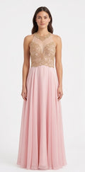 Blush Gold-Lace Illusion Gown - Front View | Afayi Commerce
