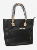 Black Gold-Chain Tote Bag - Front View | Afayi Commerce