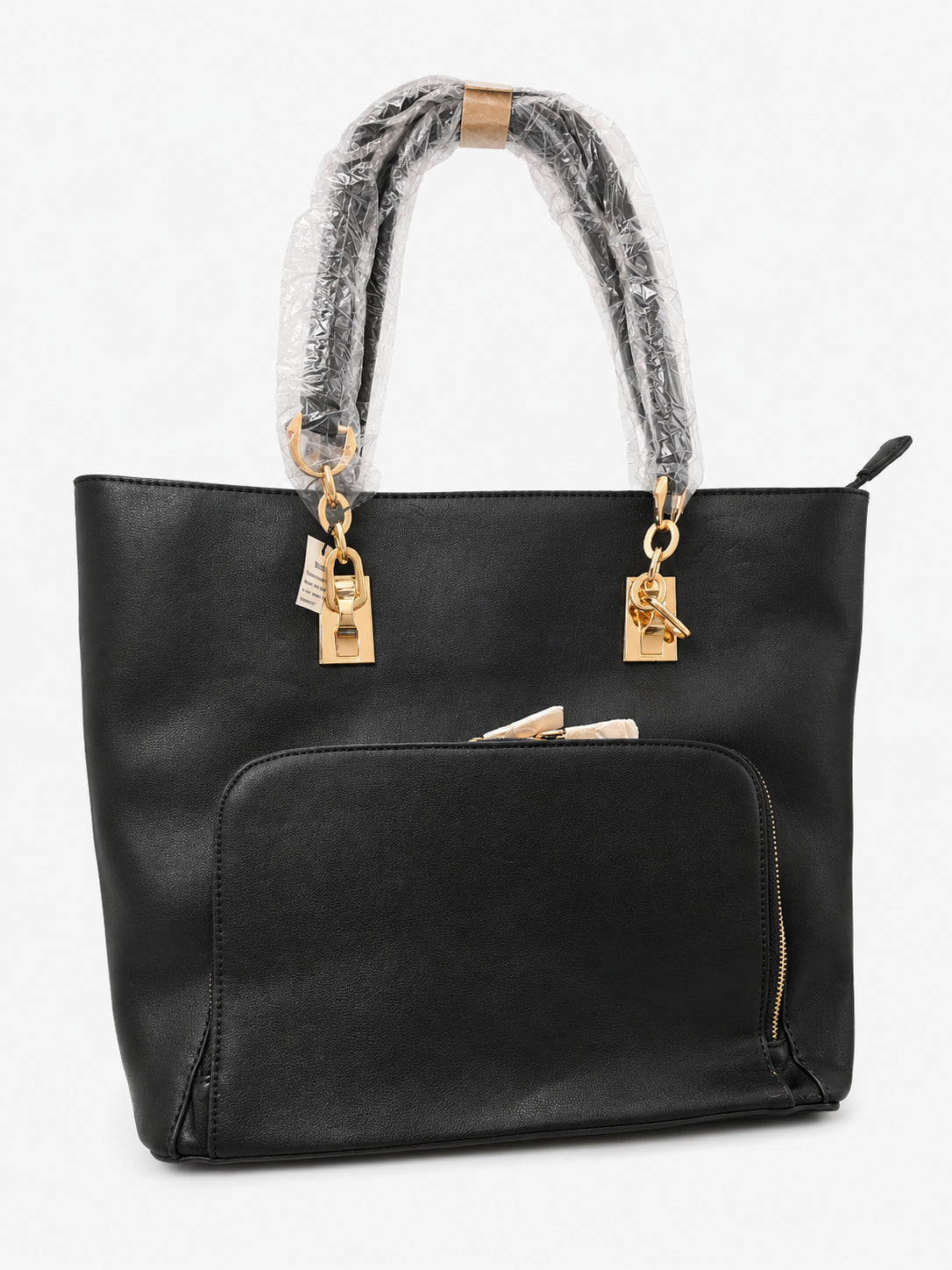Black Gold-Chain Tote Bag - Front View | Afayi Commerce