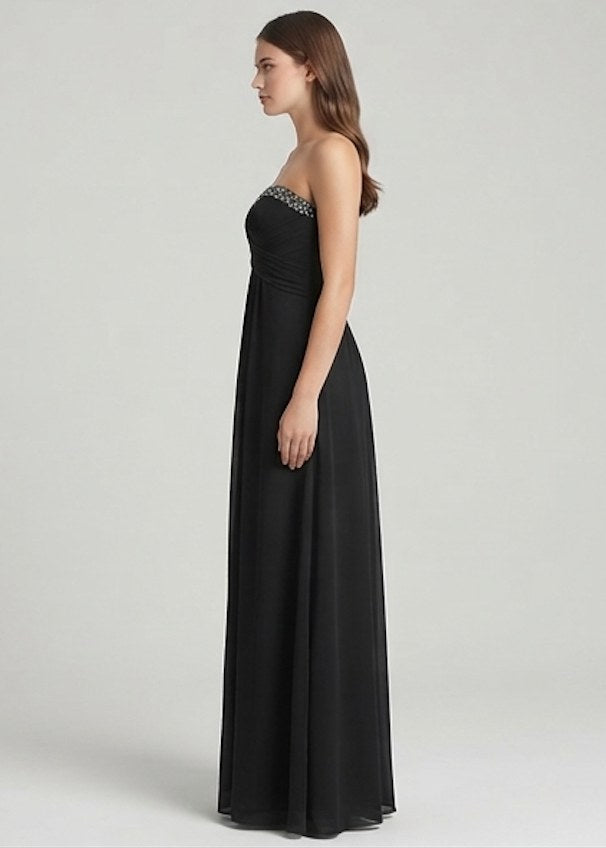 Onyx Sweetheart Beaded Chiffon Evening Gown - Alternate View 2 | Afayi Commerce