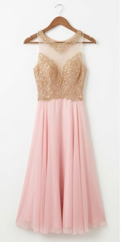 Blush Gold-Lace Illusion Gown - Alternate View 3 | Afayi Commerce
