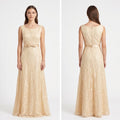 Champagne Gold-Lace Bow Gown - Front View | Afayi Commerce