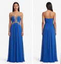 Royal Blue Beaded Chiffon Gown - Front View | Afayi Commerce