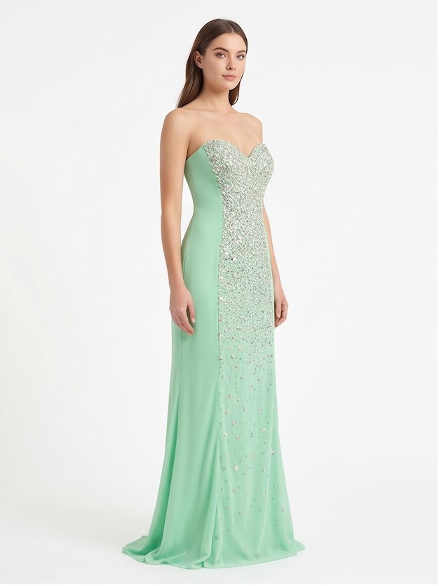 Mint Green Beaded Mermaid Gown - Alternate View 1 | Afayi Commerce