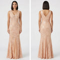 Rose-Gold Lace Mermaid Gown - Front View | Afayi Commerce