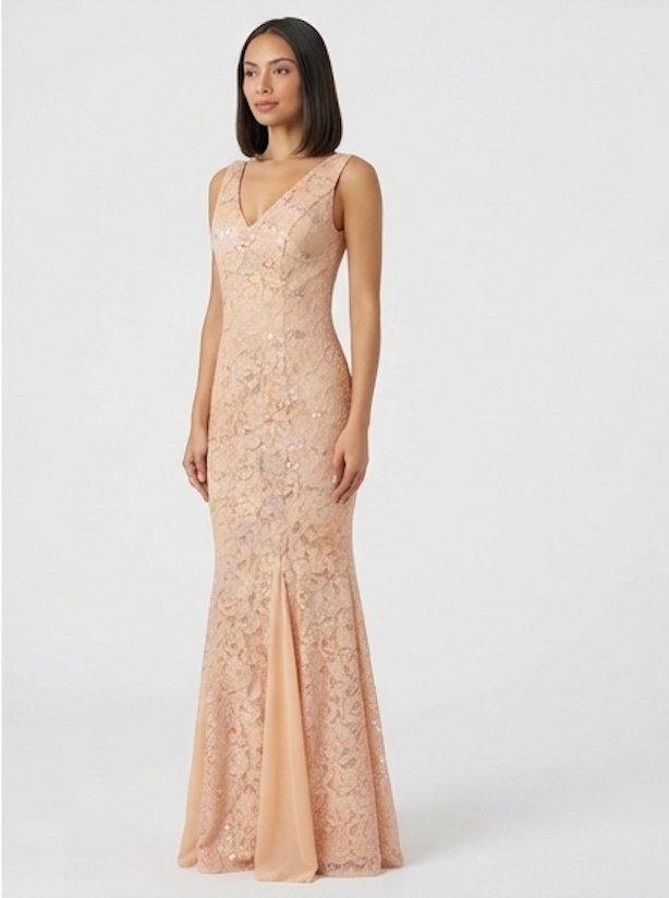 Rose-Gold Lace Mermaid Gown - Alternate View 1 | Afayi Commerce