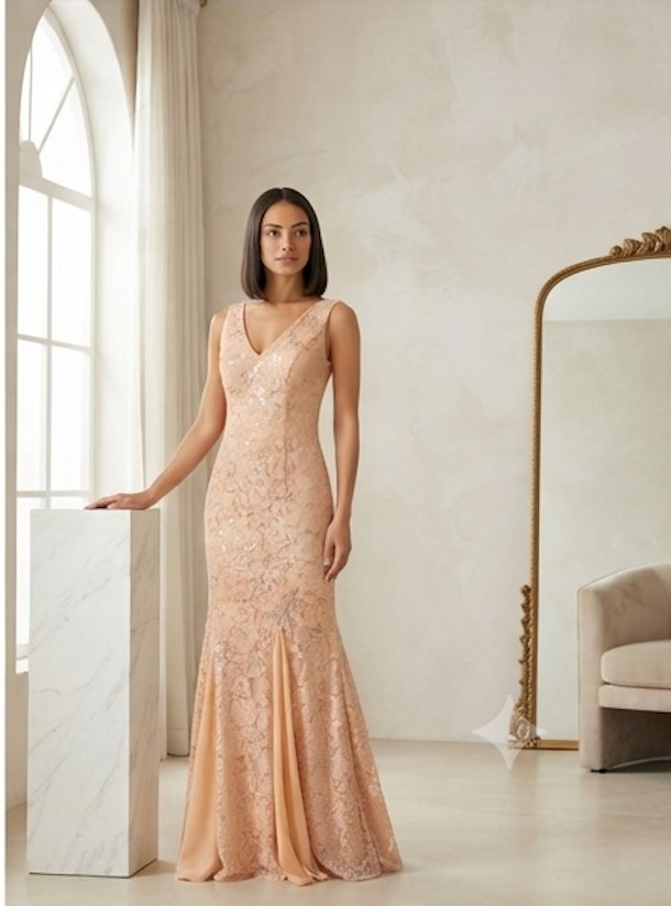 Rose-Gold Lace Mermaid Gown - Alternate View 2 | Afayi Commerce