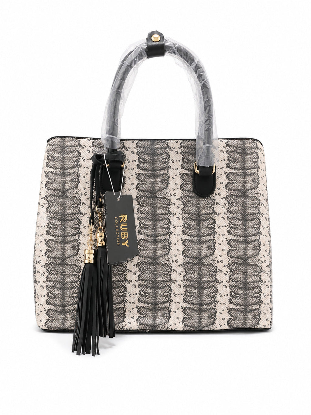 Snakeskin Print Tote Bag - Front View | Afayi Commerce