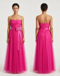 Fuchsia Bow Strapless Tulle Gown - Front View | Afayi Commerce
