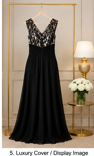 Black Lace Gown - Black (view 5)