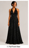 Black Halter Gown - Black (view 1)