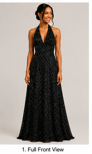 Black Halter Gown - Black (view 1)
