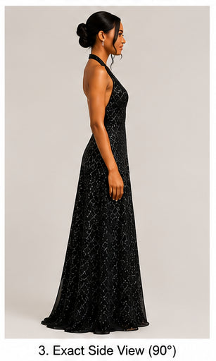 Black Halter Gown - Black (view 3)