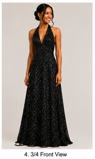 Black Halter Gown - Black (view 4)